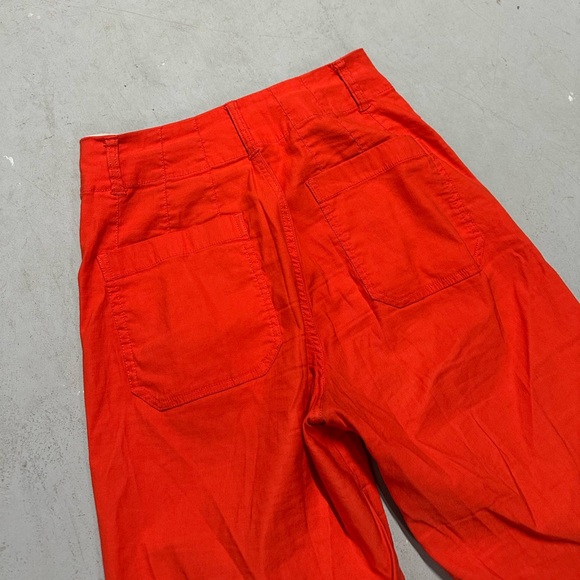 Maeve Anthropologie Colette Cropped Wide-Leg Pants Linen Edition Size 26 Orange - Picture 5 of 8